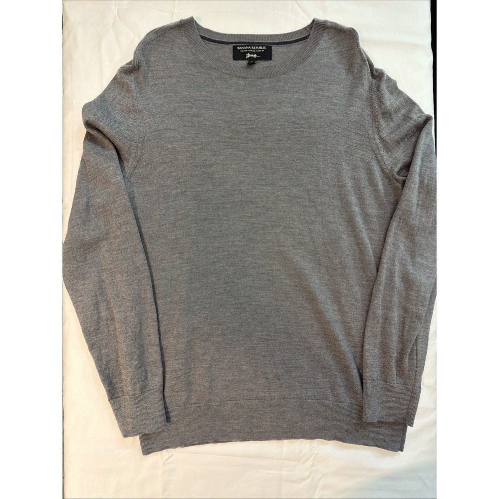 Banana Republic Mens Gray Italian Merino Wool Baruffa Sweater Large Pullover
